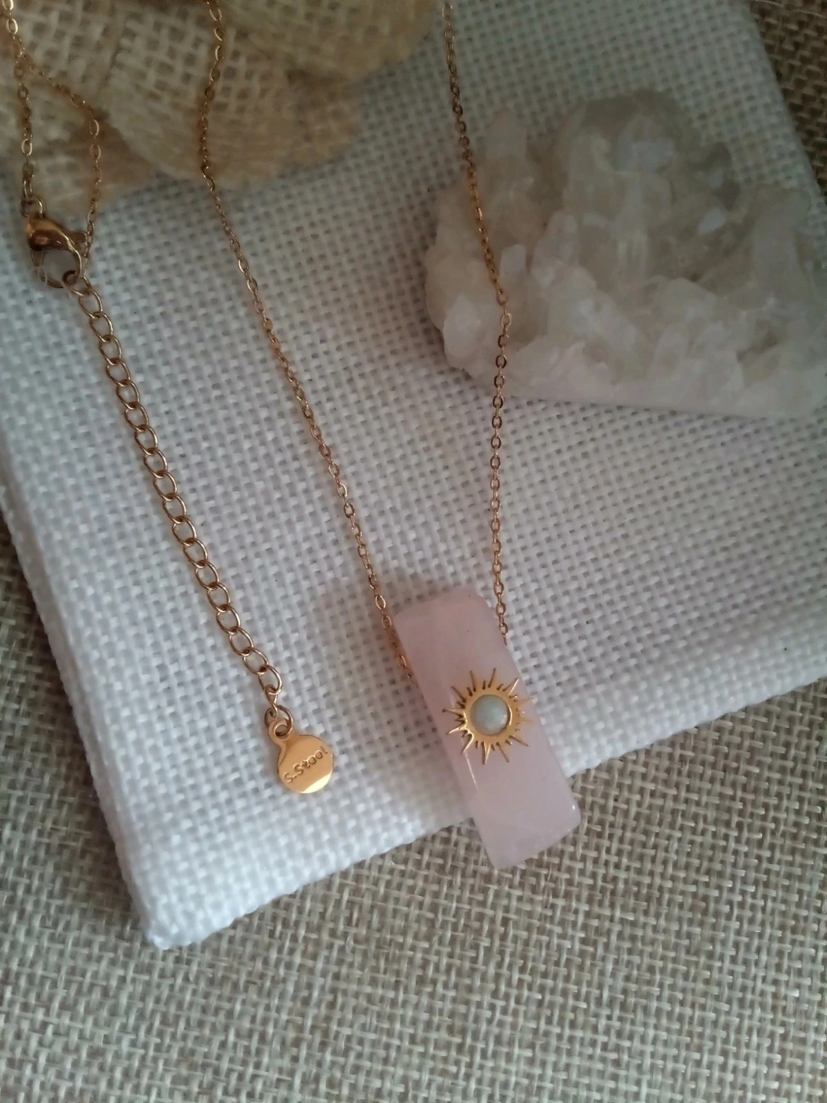 Collar de cuarzo rosa y piedra amatista – photo 2